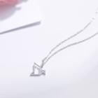 925 Sterling Silver Origami Crane Style Pendant Necklace