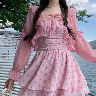 Ruffle Light Jacket Light Jacket - Pink - One Size