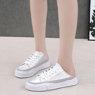 Lace-up Canvas Sneaker Mules