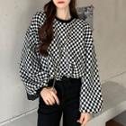 Long Sleeve Gingham Sweater Sweater - Plaid - One Size