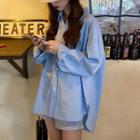 Side-slit Shirt Blue - One Size