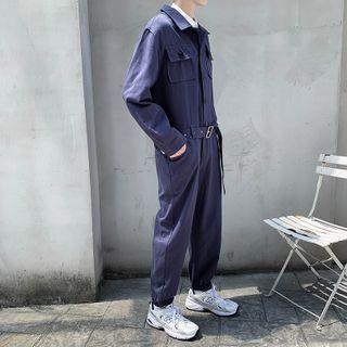 Long-sleeve Button Jumpsuit