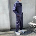 Long-sleeve Button Jumpsuit