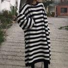 Striped Midi Sweater Dress Stripes - Black & White - One Size