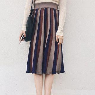 Pinstripe Knit Midi Skirt