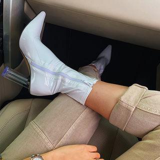 Patent Clear-heel Ankle Boots