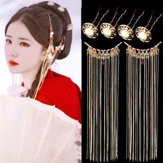 Retro Fringed Alloy Headpiece / Hair Stick / Set