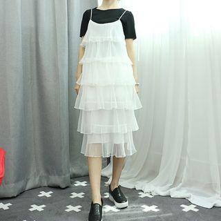 Tiered Lace Spaghetti Strap Dress