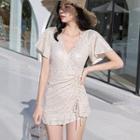 Short-sleeve Sequined Swim Dress