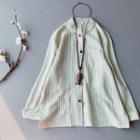 Striped Frog-button Linen Shirt