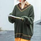 Distressed V-neck Oversized Sweater