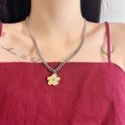 Flower Pendant Necklace 1 Pc - Gold & Silver - One Size