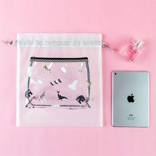 Printed Cosmetic Bag With Organza Drawstring Bag