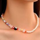 Soft Clay Bead Faux Pearl Choker 01 - White - One Size