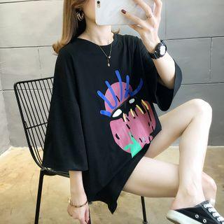 Elbow-sleeve Printed Tunic T-shirt