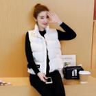 Stand-collar Applique Padded Vest