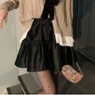 High Waist Mini A-line Skirt Black - One Size