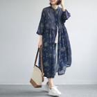 3/4-sleeve Floral Printed Buttoned Light Jacket
