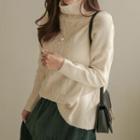 High-neck Cable-knit Boxy Sweater