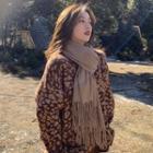 Fringed Trim Plain Winter Scarf