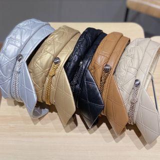 Quilted Faux Leather Newsboy Cap