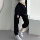 High Waist Distressed Harem Pants