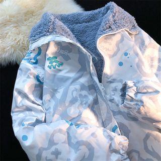 Reversible Print Fleece-lined Zip-up Jacket