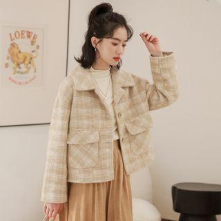 Plaid Single-breasted Cropped Jacket