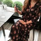 Wrap-front Floral Maxi Flare Dress