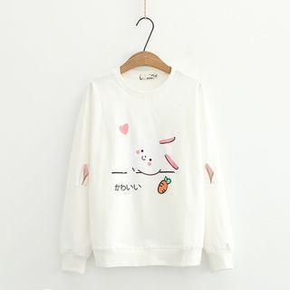 Cartoon Rabbit Print Pullover