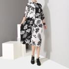Elbow-sleeve Floral Shirt Dress As Shown In Figure - One Size
