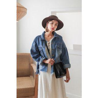 Pocket-detail Frey-hem Denim Jacket