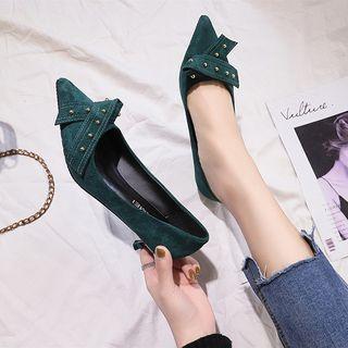 Pointed Bow Rivet High Heels