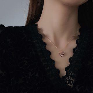 Alloy Heart Pendant Necklace Rose Gold Plating - One Size