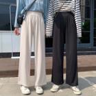 High-waist Striped Plain Pants