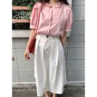 Belted-detail Pleated Midi Skirt