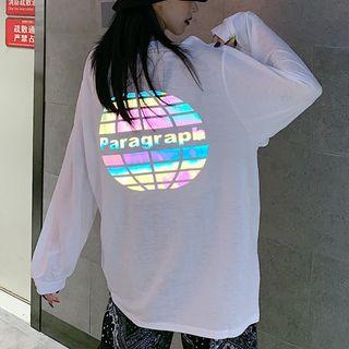 Long-sleeve Reflexive Print T-shirt