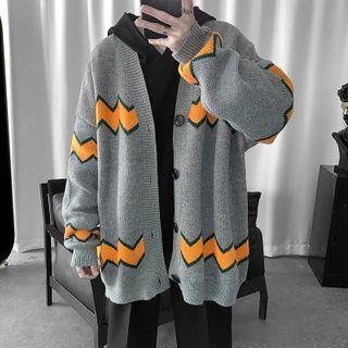 Over-sized Printed Knitted Cardigan