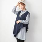 Set: Striped Long Shirt + Asymmetric Ruffled Hem Vest
