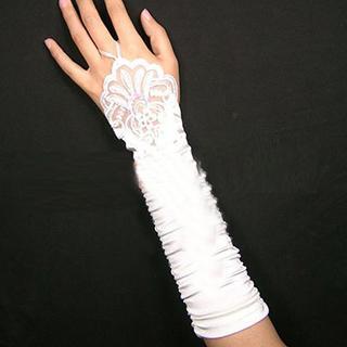 Lace Satin Fingerless Bridal Gloves