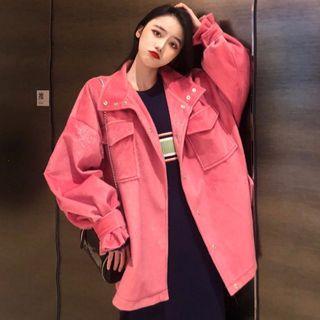 Plain Snap Button Belted Coat
