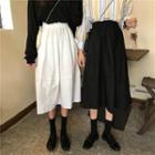 Band-waist Plain Midi A-line Skirt