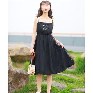 Embroidered Mesh Sundress