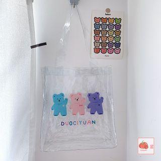 Bear Print Pvc Tote Bag