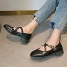 Block Heel Cross Strap Shoes