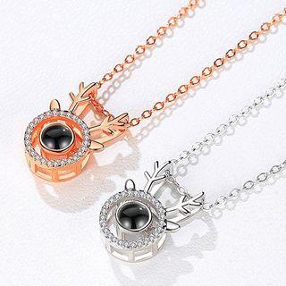 925 Sterling Silver Rhinestone Antler Choker