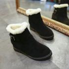 Furry Hidden Wedge Ankle Boots