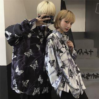 Butterfly Print Tie-dyed Shirt