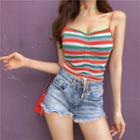 Striped Drawstring Camisole / Short-sleeve T-shirt