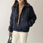 Faux-fur Collar Pocket-detail Jacket